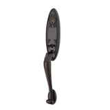 Emtek - Sgl Cyl, Tuscany Monolithic Tub Ent, Medici Lever, LH, FB - Flat Black Bronze Patina