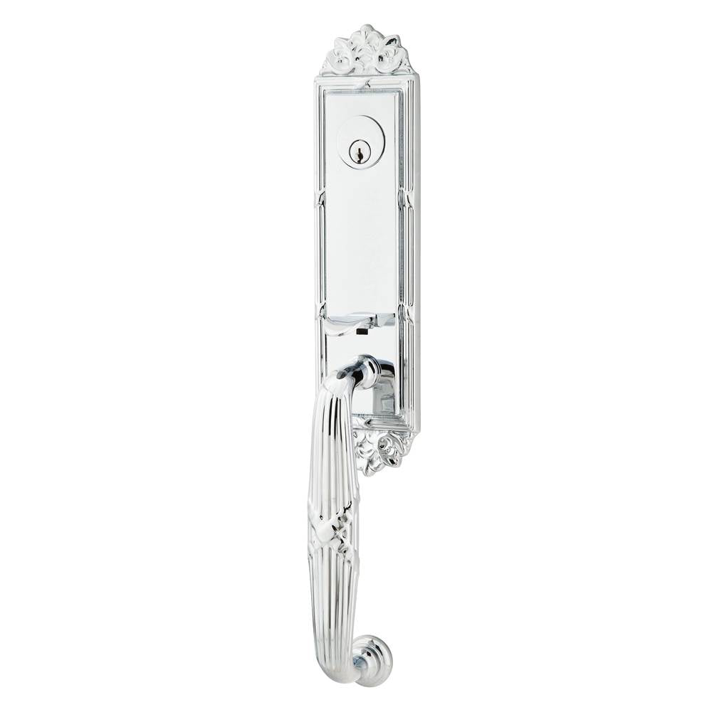 Emtek - Sgl Cyl, Ribbon and Reed Tub Ent, Argos Lever, LH, US26 - Polished Chrome