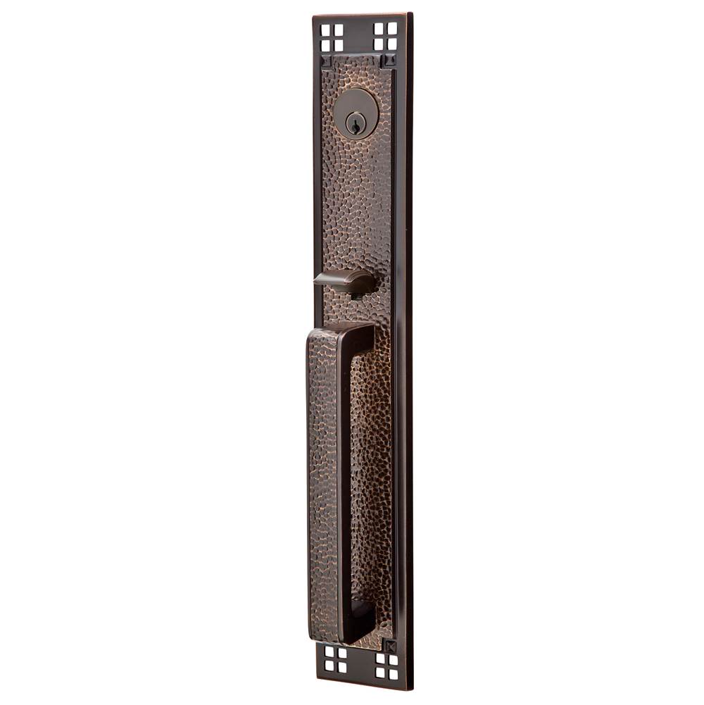 Emtek - Sgl Cyl, Arts and Crafts Full Length Tub Ent, Arts and Crafts Lever, LH, US10B - Oil Rubbed Bronze