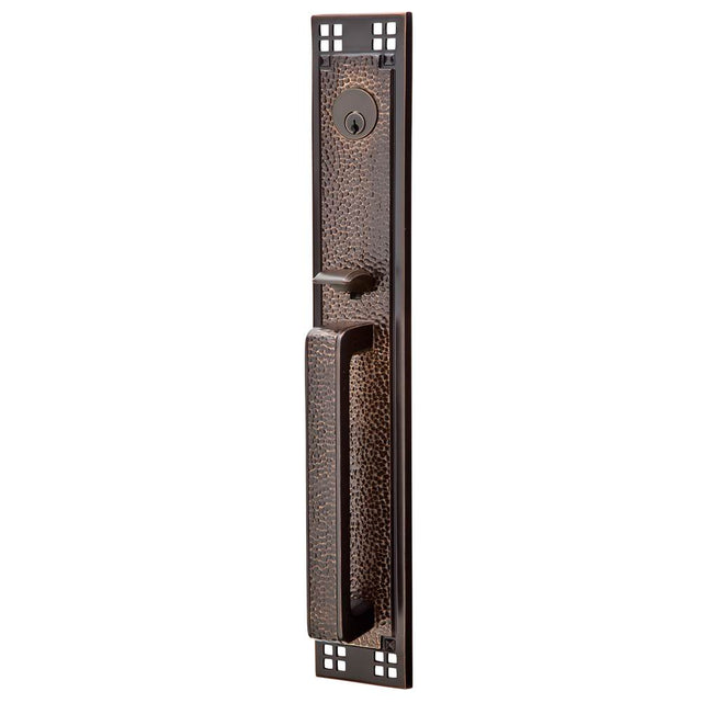 Emtek - Sgl Cyl, Arts and Crafts Full Length Tub Ent, Arts and Crafts Lever, LH, US10B - Oil Rubbed Bronze