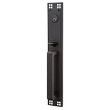 Emtek - Sgl Cyl, Arts and Crafts Full Length Tub Ent, Arts and Crafts Lever, LH, US19 - Flat Black