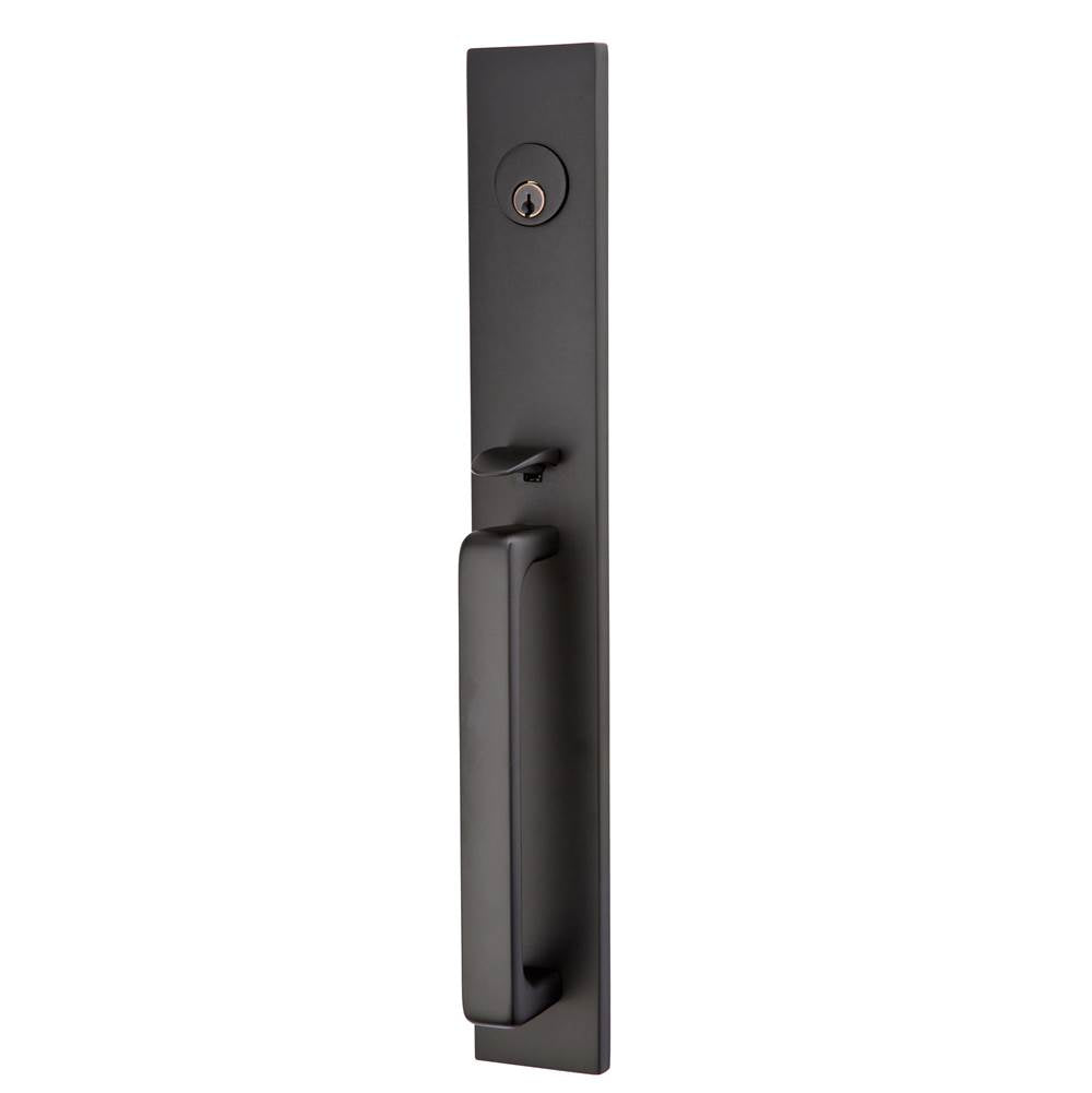 Emtek - Sgl Cyl, Lausanne Tub Ent, Argos Lever, LH, US19 - Flat Black