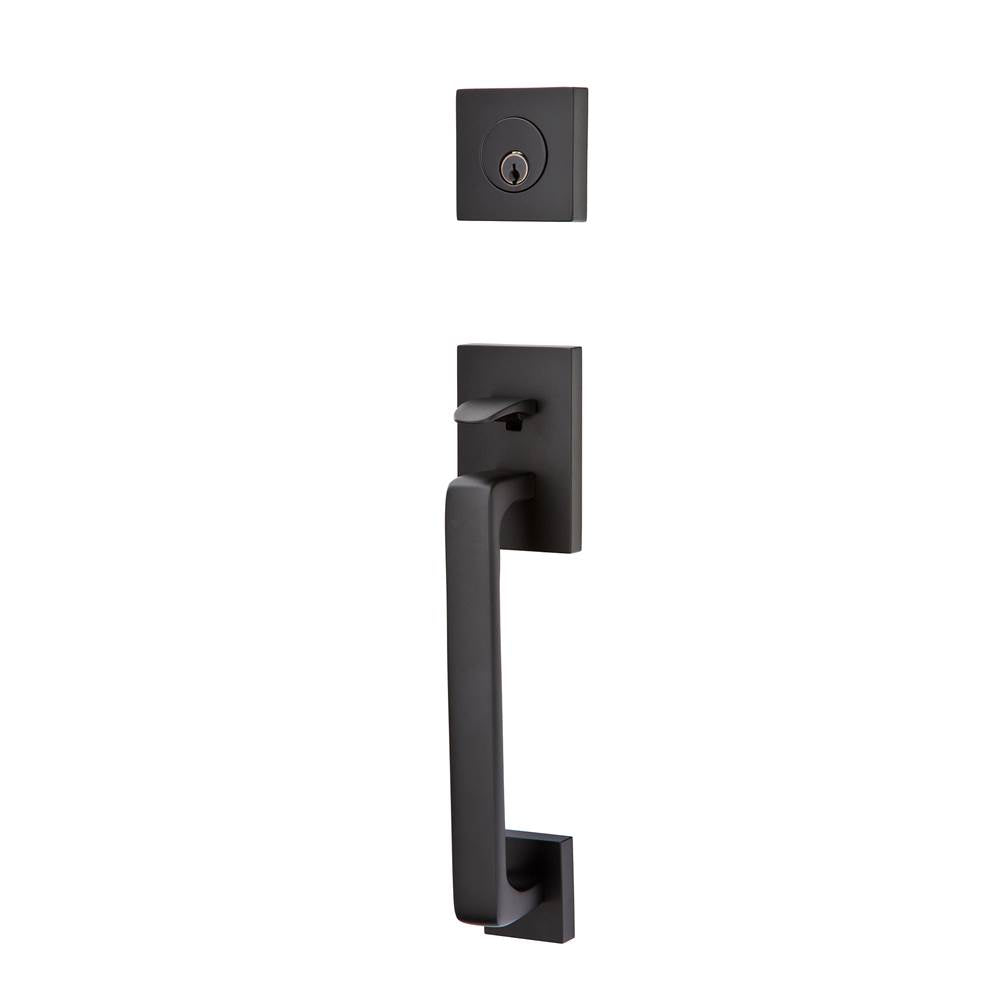 Emtek - Sgl Cyl, Baden Tub Ent, Argos Lever, LH, US19 - Flat Black