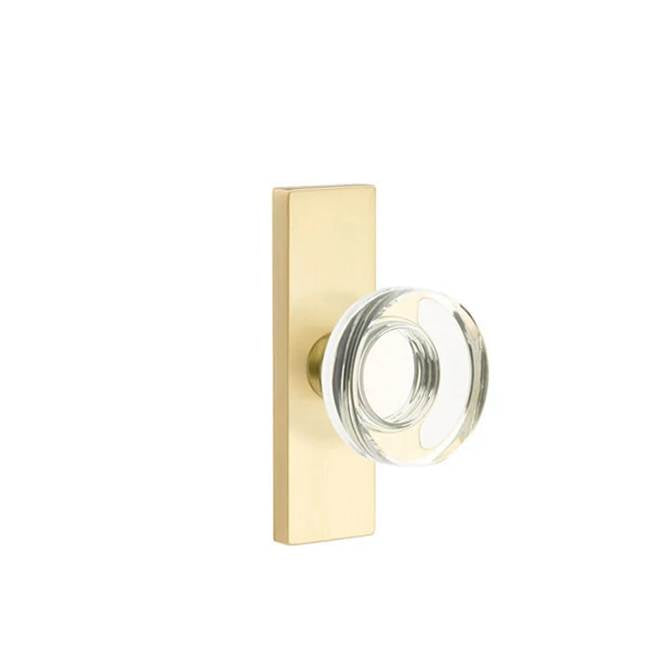 Emtek - Dummy, Single Sided, Stretto 1.5x5, Modern Disc Crystal Knob, US4 - Satin Brass