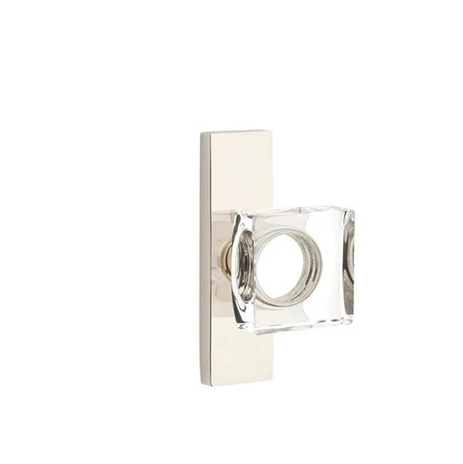 Emtek - Dummy, Single Sided, Stretto 1.5x5, Modern Square Crystal Knob, US14 - Polished Nickel