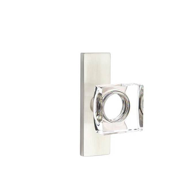 Emtek - Dummy, Single Sided, Stretto 1.5x5, Modern Square Crystal Knob, US15 - Satin Nickel