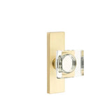 Emtek - Dummy, Single Sided, Stretto 1.5x5, Modern Square Crystal Knob, US4 - Satin Brass