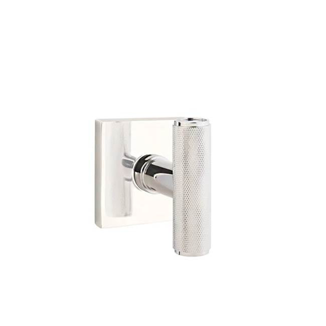 Emtek - Concealed, Privacy, Square Rosette, The Ace Knurled Knob, US14 - Polished Nickel