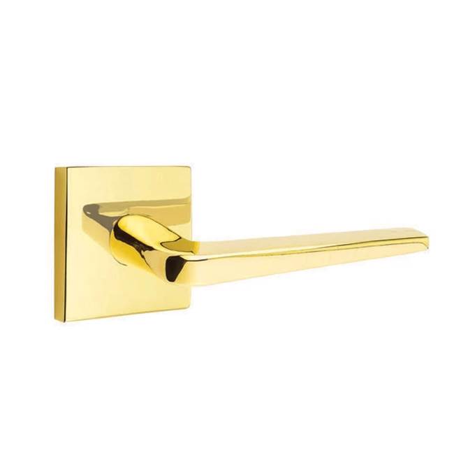 Emtek - Passage, Square Rosette, Athena Lever, RH, US3NL - Unlacquered Brass