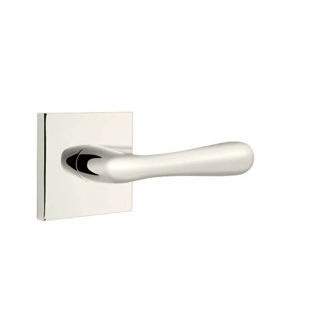 Emtek - Passage, Square Rosette, Basel Lever, LH, US14 - Polished Nickel