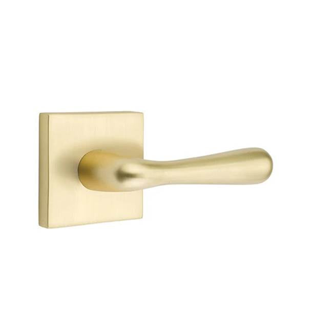 Emtek - Privacy, Square Rosette, Basel Lever, LH, US4 - Satin Brass