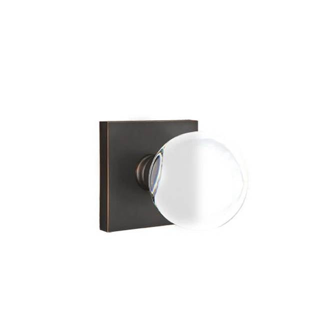 Emtek - Passage, Square Rosette, Bristol Crystal Knob, US10B - Oil Rubbed Bronze