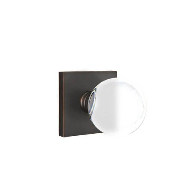 Emtek - Passage, Square Rosette, Bristol Crystal Knob, US10B - Oil Rubbed Bronze