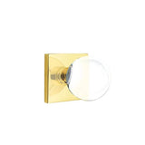 Emtek - Privacy, Square Rosette, Bristol Crystal Knob, US3NL - Unlacquered Brass