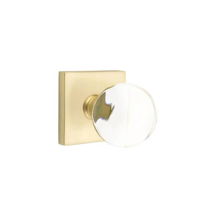 Emtek - Dummy, Square Rosette, Bristol Crystal Knob, US4 - Satin Brass