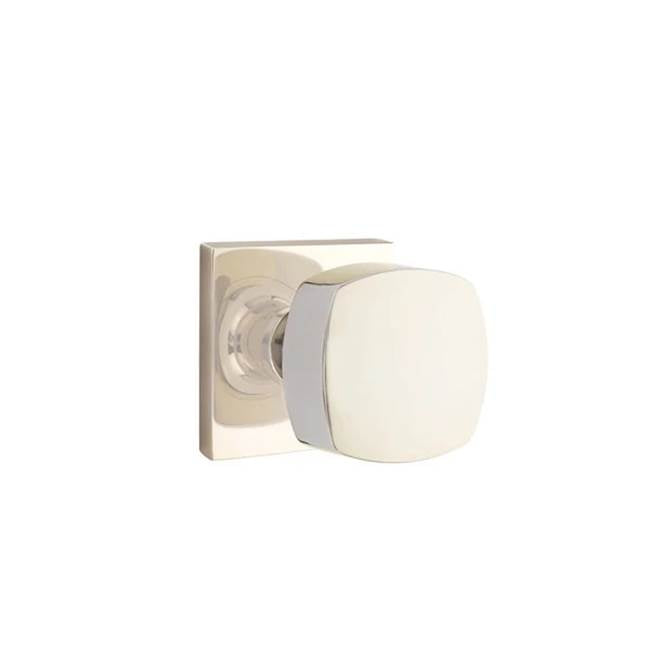 Emtek - Passage, Square Rosette, Freestone Square Knob, US14 - Polished Nickel