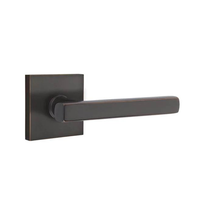 Emtek - Privacy, Square Rosette, Freestone Lever, RH, US10B - Oil Rubbed Bronze