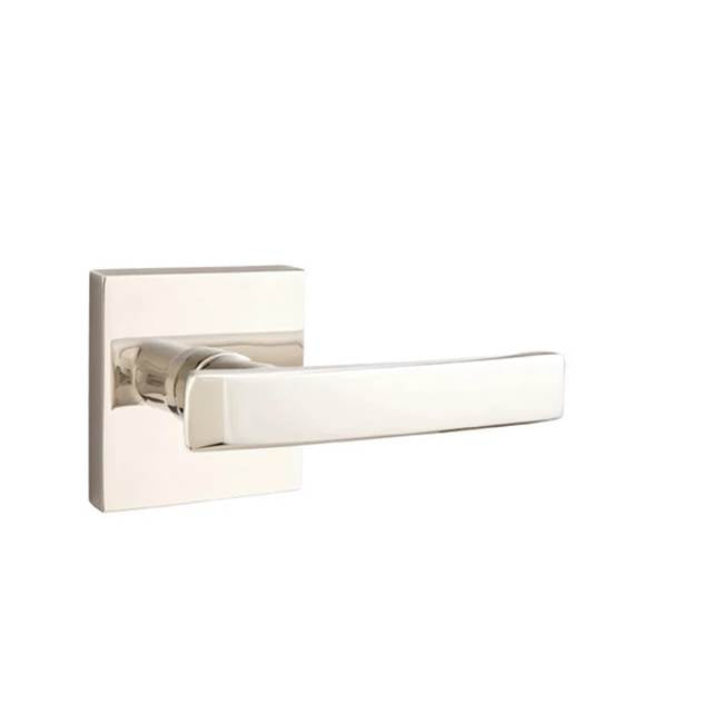 Emtek - Passage, Square Rosette, Geneva Lever, LH, US14 - Polished Nickel
