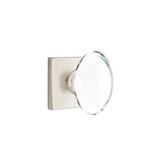 Emtek - Dummy, Square Rosette, Hampton Crystal Knob, US15 - Satin Nickel