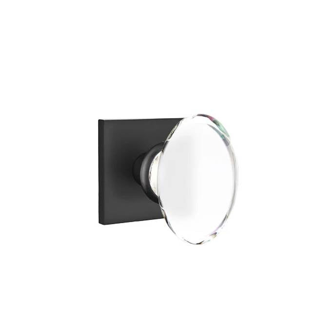 Emtek - Dummy, Square Rosette, Hampton Crystal Knob, US19 - Flat Black
