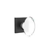 Emtek - Privacy, Square Rosette, Hampton Crystal Knob, US19 - Flat Black
