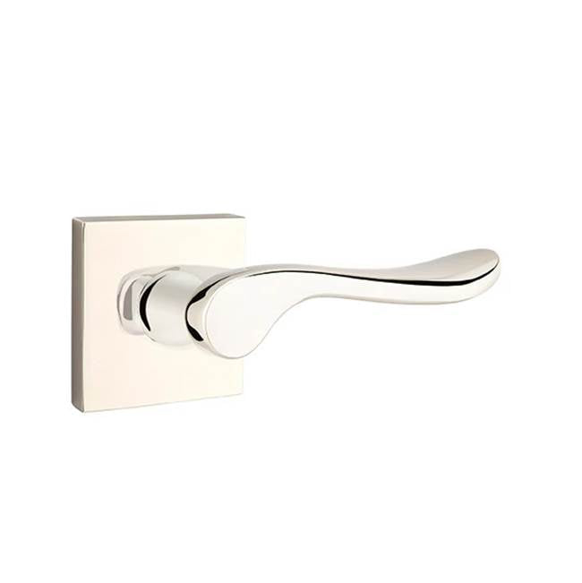 Emtek - Privacy, Square Rosette, Luzern Lever, RH, US14 - Polished Nickel