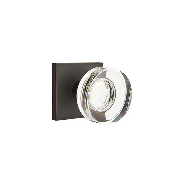 Emtek - Passage, Square Rosette, Modern Disc Crystal Knob, US10B - Oil Rubbed Bronze
