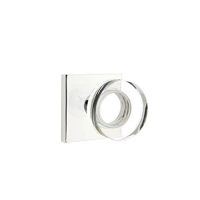 Emtek - Passage, Square Rosette, Modern Disc Crystal Knob, US26 - Polished Chrome