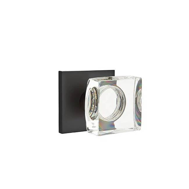 Emtek - Passage, Square Rosette, Modern Square Crystal Knob, US19 - Flat Black