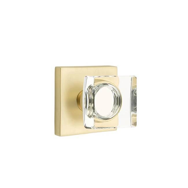 Emtek - Dummy, Square Rosette, Modern Square Crystal Knob, US4 - Satin Brass