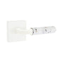 Emtek - Select Dummy, Square Rosette Matte White, R-Bar Stem Matte White, Light Terrazzo Handle - Matte White