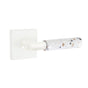 Emtek - Select Privacy, Square Rosette Matte White, T-Bar Stem Matte White, Light Terrazzo Handle, LH - Matte White