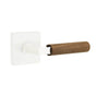 Emtek - Select Passage, Square Rosette Matte White, L-Square Stem Matte White, Dark Walnut Handle, RH - Matte White