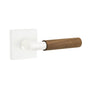 Emtek - Select Privacy, Square Rosette Matte White, T-Bar Stem Matte White, Dark Walnut Handle, RH - Matte White