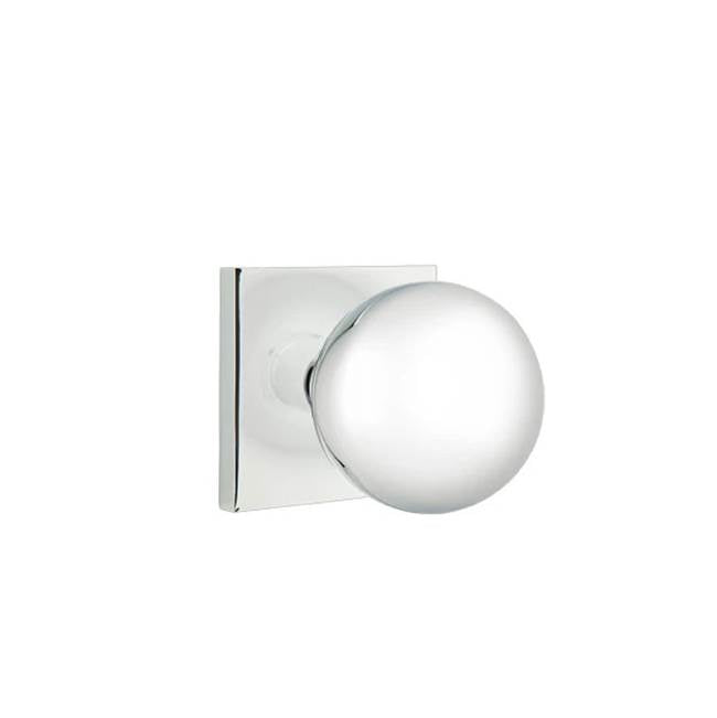 Emtek - Concealed, Passage, Square Rosette, Orb Knob, US26 - Polished Chrome