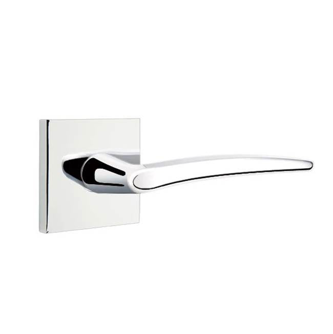 Emtek - Privacy, Square Rosette, Poseidon Lever, LH, US26 - Polished Chrome