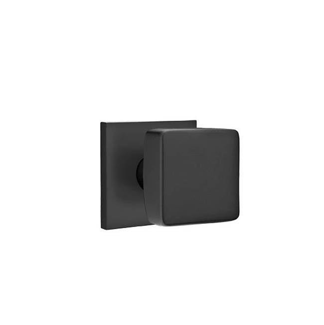Emtek - Passage, Square Rosette, Square Knob, US19 - Flat Black