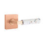 Emtek - Select Passage, Square Rosette Satin Rose Gold, L-Square Stem Satin Rose Gold, Light Terrazzo Handle, LH - Satin Rose Gold