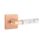 Emtek - Select Passage, Square Rosette Satin Rose Gold, T-Bar Stem Satin Rose Gold, Light Terrazzo Handle, LH - Satin Rose Gold