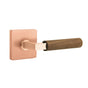Emtek - Select Dummy, Square Rosette Satin Rose Gold, L-Square Stem Satin Rose Gold, Dark Walnut Handle - Satin Rose Gold
