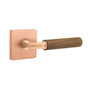 Emtek - Select Passage, Square Rosette Satin Rose Gold, R-Bar Stem Satin Rose Gold, Dark Walnut Handle, RH - Satin Rose Gold