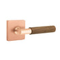 Emtek - Select Privacy, Square Rosette Satin Rose Gold, T-Bar Stem Satin Rose Gold, Dark Walnut Handle, LH - Satin Rose Gold