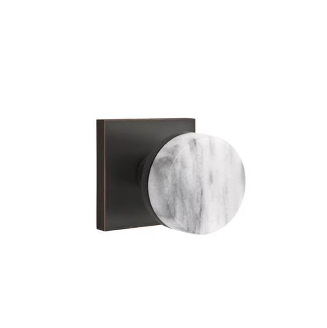 Emtek - Dummy, Square Rosette US10B, Conical Stem US10B, White Marble Knob - Oil Rubbed Bronze