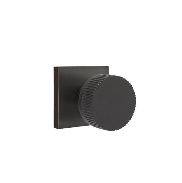 Emtek - Concealed Fastener Passage, Square Rosette US10B, Conical Stem US10B, Straight Knurled Knob US10B - Oil Rubbed Bronze