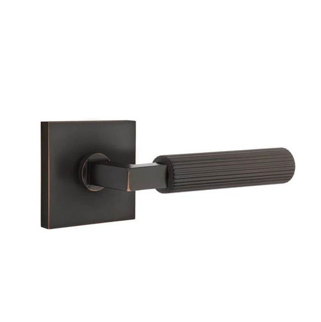 Emtek - Concealed Fastener, Passage, Square Rosette US10B, L-Square Stem US10B, Straight Knurled Handle US10B - Oil Rubbed Bronze