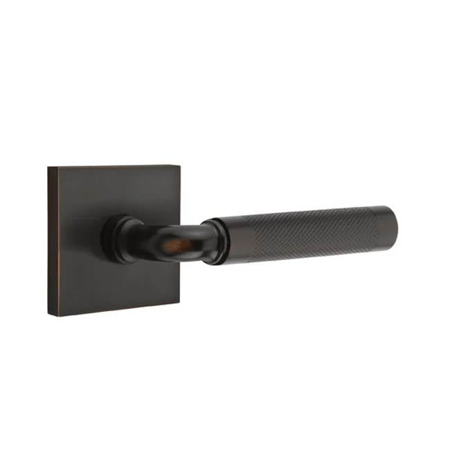 Emtek - Passage, Square Rosette US10B, R-Bar Stem US10B, Knurled Handle US10B RH - Oil Rubbed Bronze