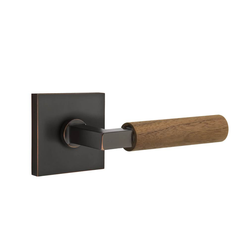 Emtek - Select Privacy, Square Rosette US10B, L-Square Stem US10B, Dark Walnut Handle, RH - Oil Rubbed Bronze