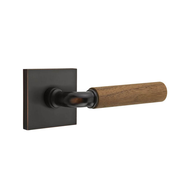 Emtek - Select Privacy, Square Rosette US10B, R-Bar Stem US10B, Dark Walnut Handle, LH - Oil Rubbed Bronze