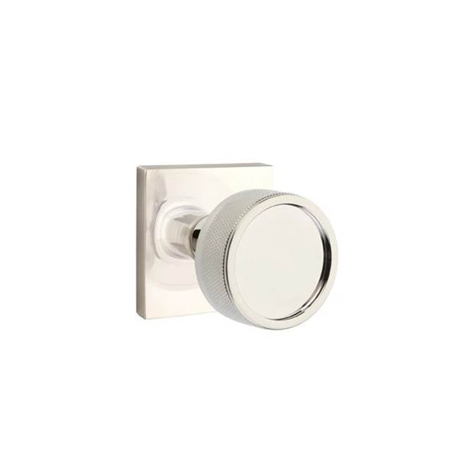 Emtek - Privacy, Square Rosette US14, Conical Stem US14, Knurled Knob US14 - Polished Nickel