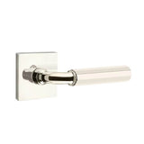 Emtek - Privacy, Square Rosette US14, R-Bar Stem US14, Faceted Handle US14 LH - Polished Nickel